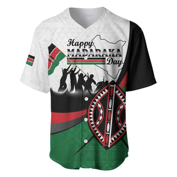 Personalised Kenya Baseball Jersey Madaraka Day - Maasai Shield LT15
