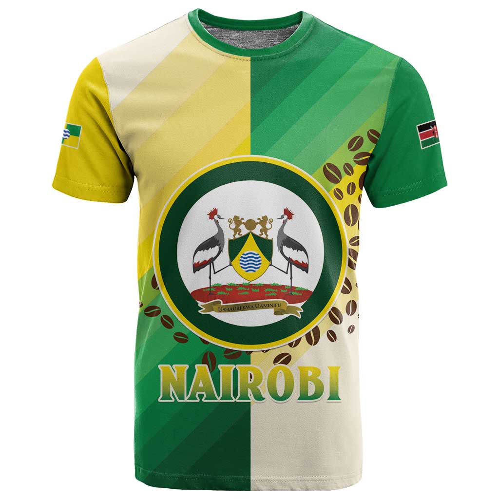 Personalised Nairobi Kenya T shirt Coat Of Arms With Coffee LT15