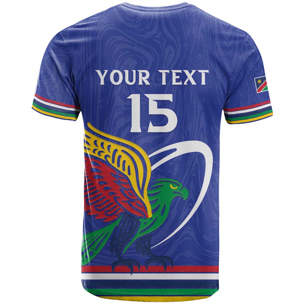 Namibia Rugby Custom T shirt African Fish Eagle - Flag Colors LT15