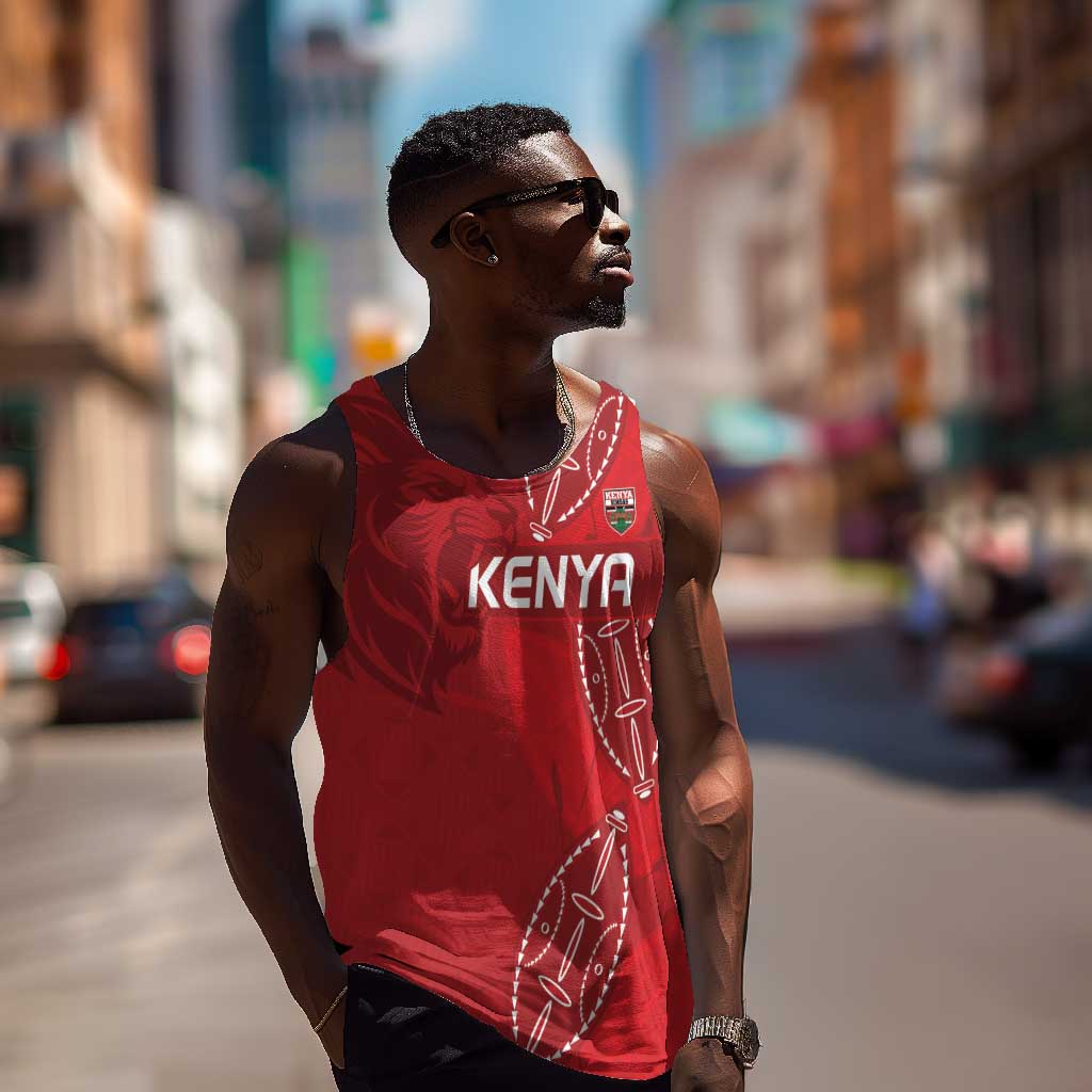 Jamhuri ya Kenya Rugby Custom Men Tank Top Kenyan Shield Style - Red Color LT15