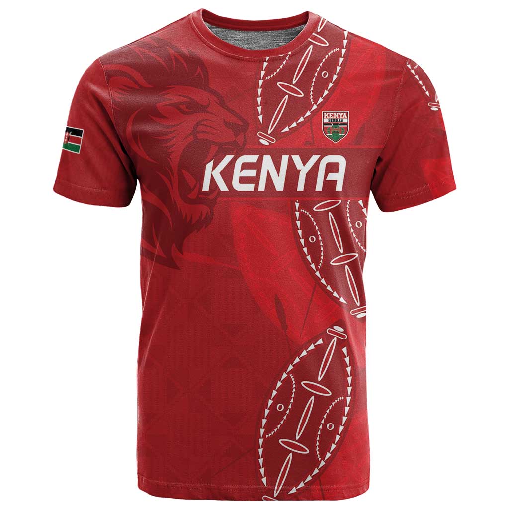 Jamhuri ya Kenya Rugby Custom T shirt Kenyan Shield Style - Red Color LT15