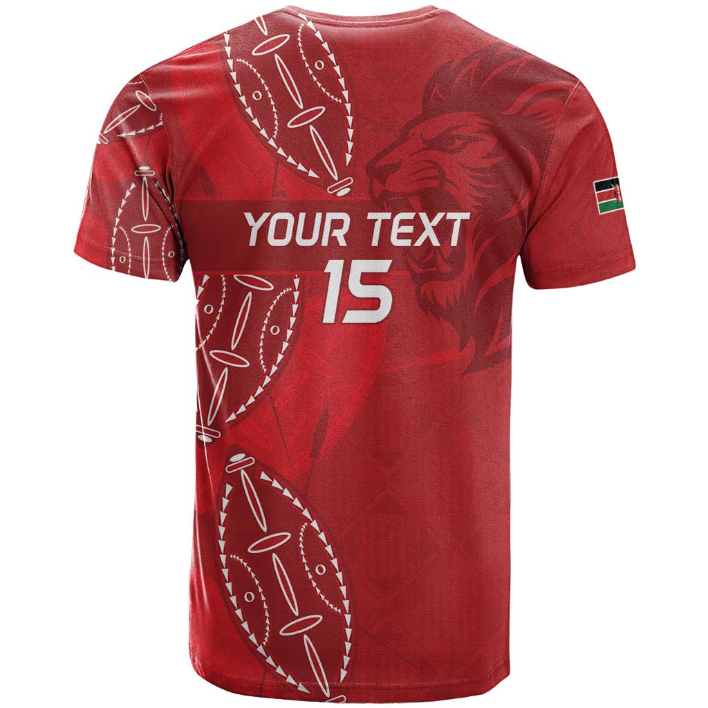 Jamhuri ya Kenya Rugby Custom T shirt Kenyan Shield Style - Red Color LT15