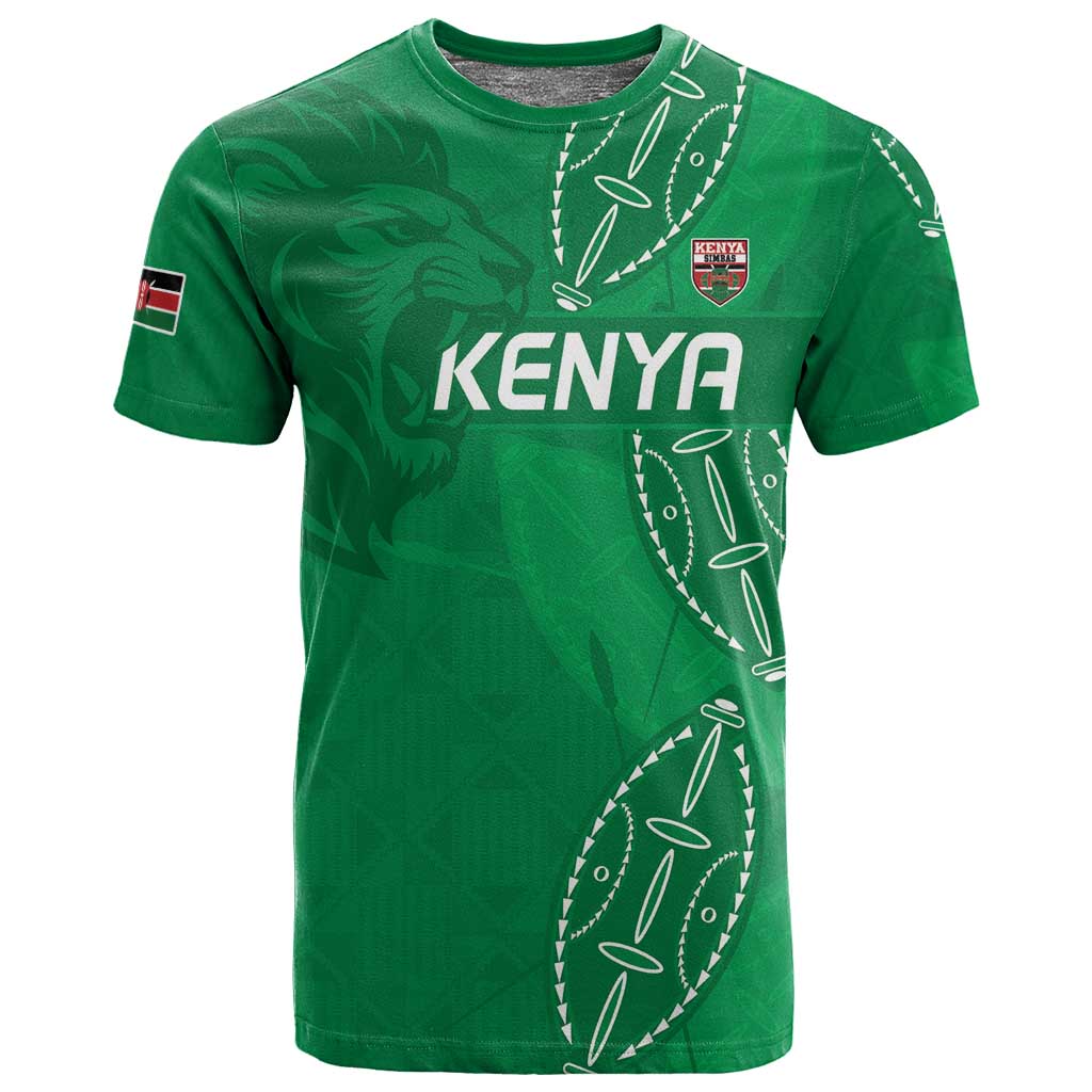 Jamhuri ya Kenya Rugby Custom T shirt Kenyan Shield Style - Green Color LT15
