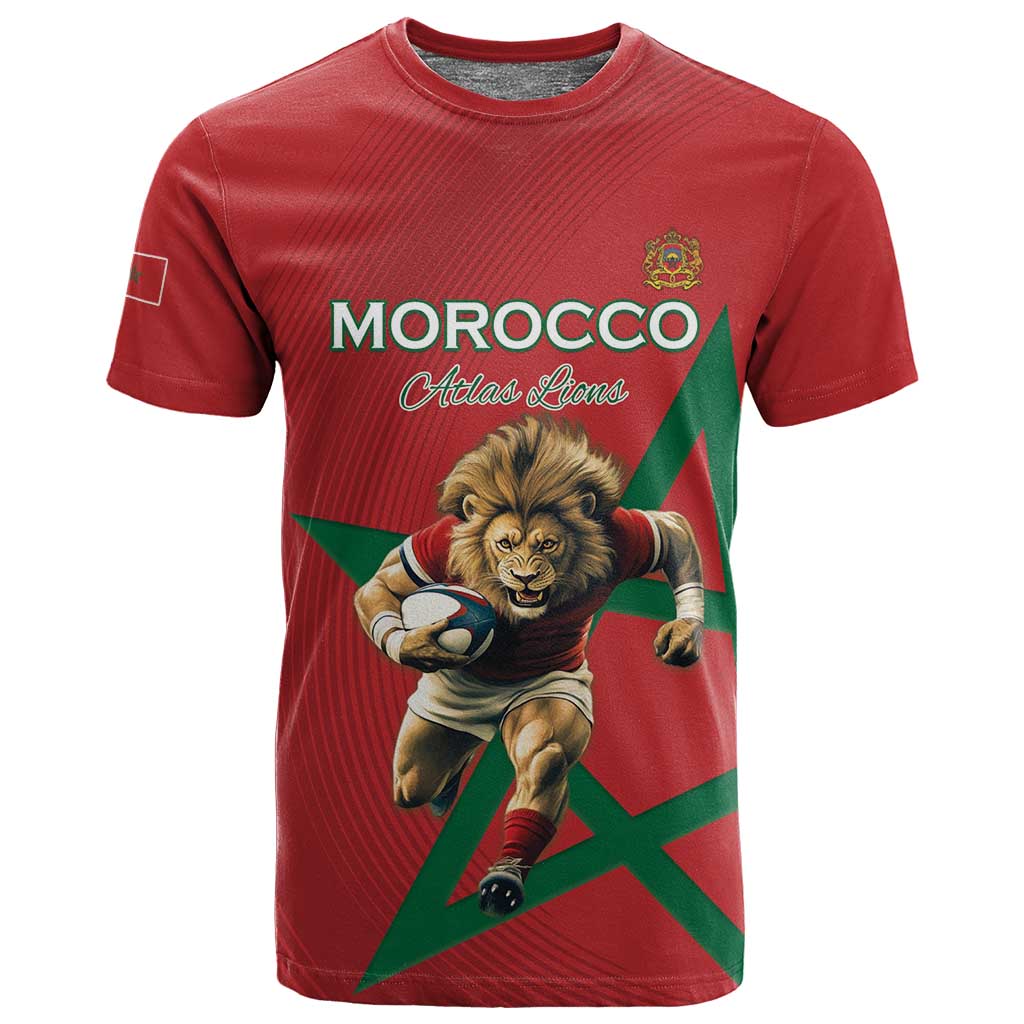 Morocco Rugby Custom T shirt Come On Atlas Lions LT15