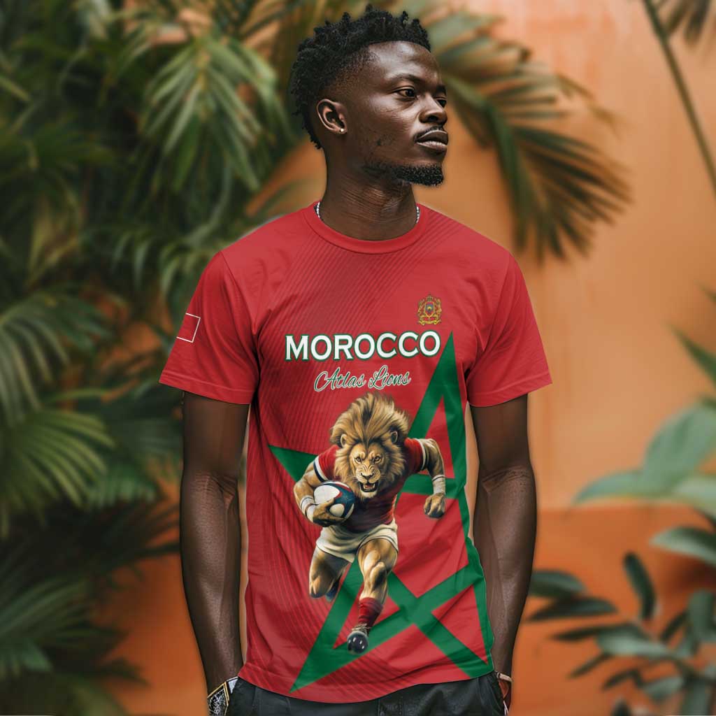 Morocco Rugby Custom T shirt Come On Atlas Lions LT15
