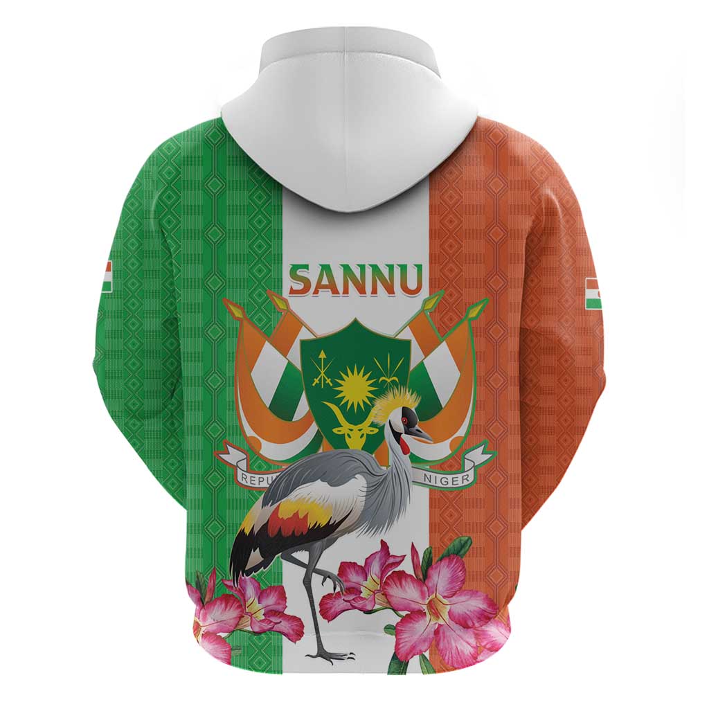 Niger Black-Crowned Crane Hoodie Coat Of Arms - Kente Pattern LT15