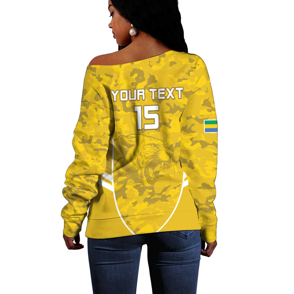 Custom Gabon Football Off Shoulder Sweater Go Les Pantheres LT15