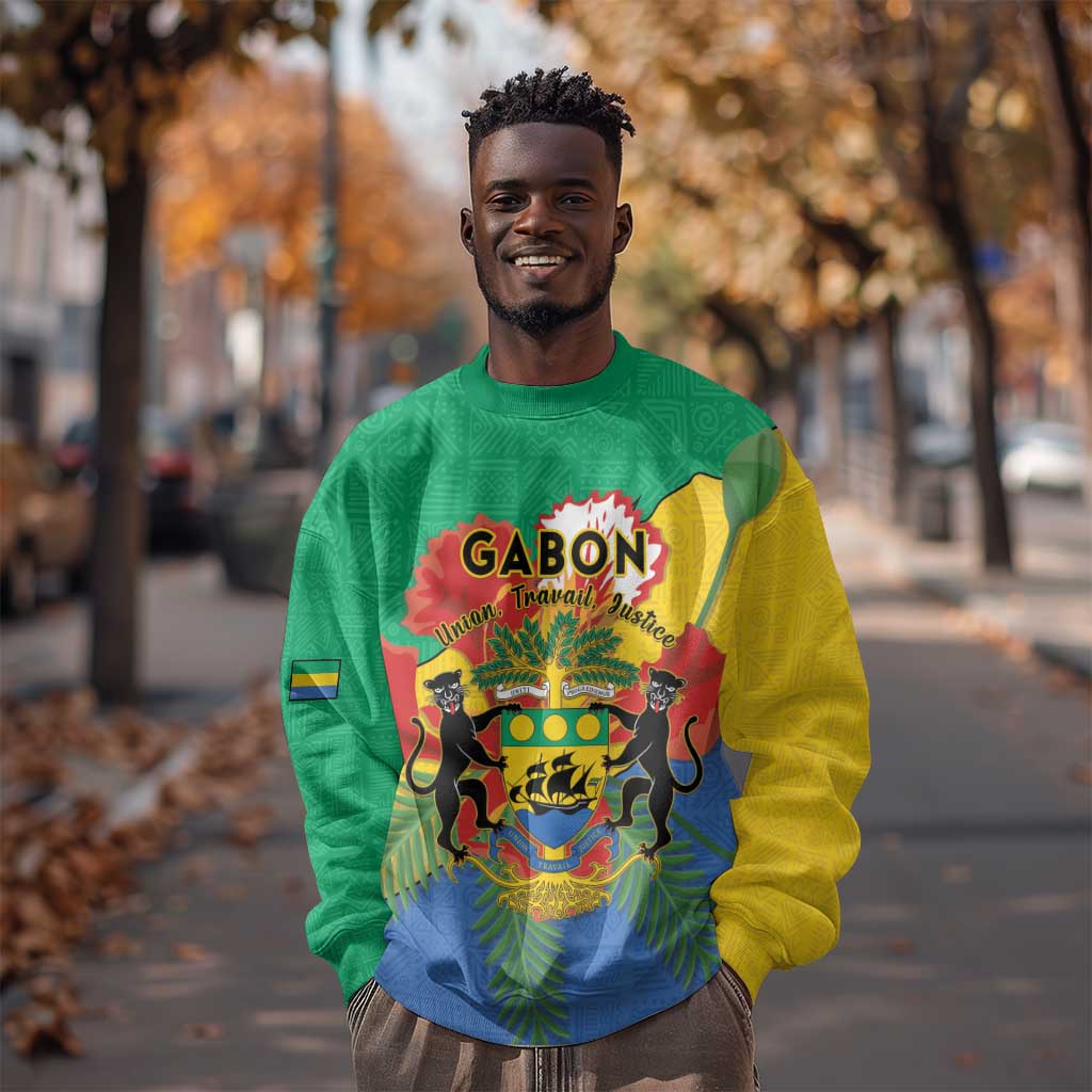 Personalised Afro Gabon Sweatshirt Gabonese Union Travail and Justice LT15