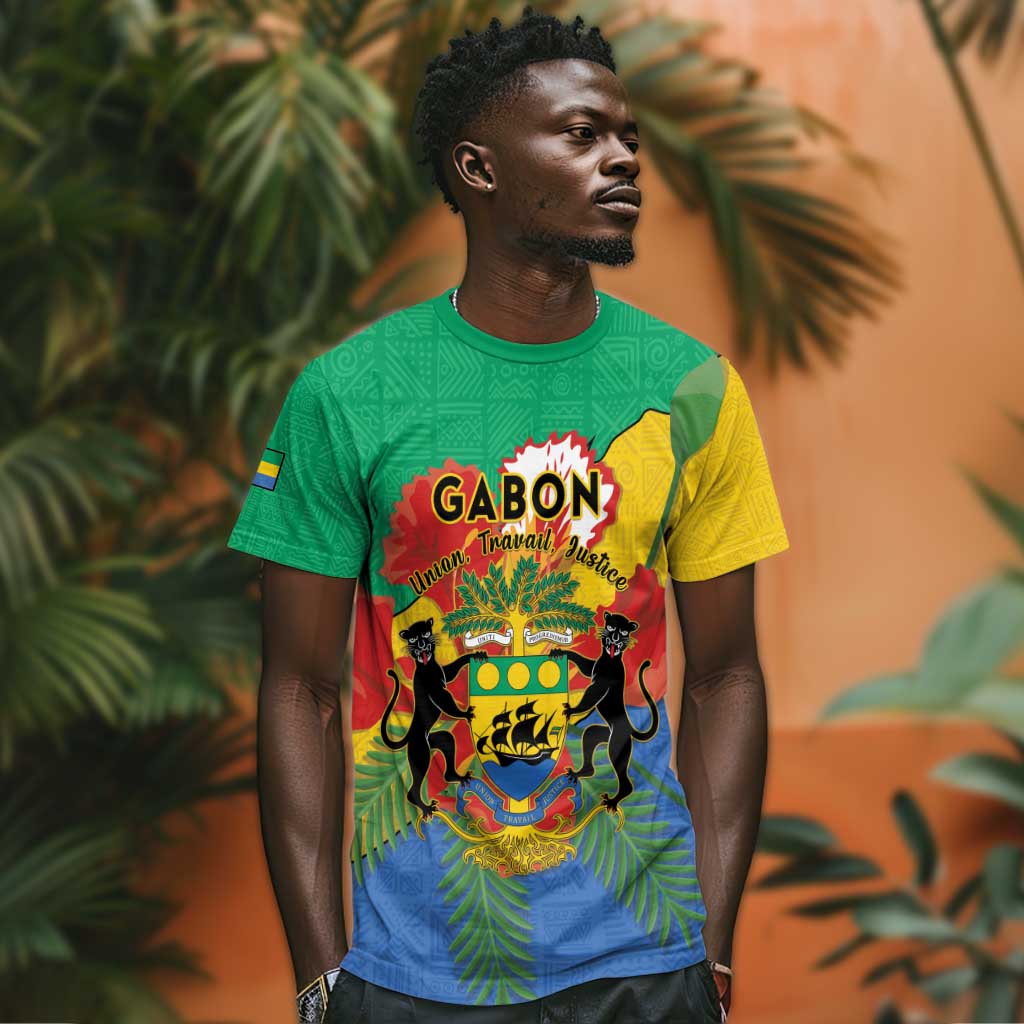 Personalised Afro Gabon T shirt Gabonese Union Travail and Justice LT15