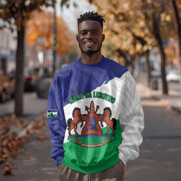 Personalised Afro Lesotho Sweatshirt Coat Of Arms With Map - Grunge Style LT15