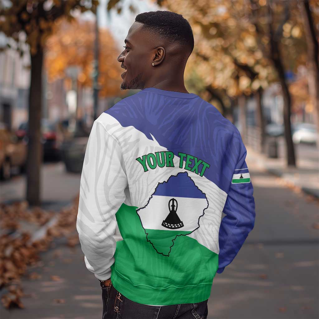 Personalised Afro Lesotho Sweatshirt Coat Of Arms With Map - Grunge Style LT15
