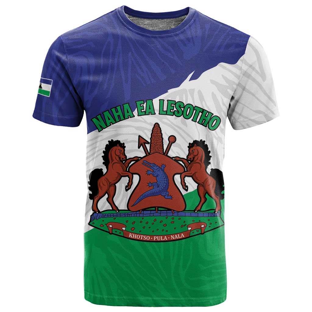 Personalised Afro Lesotho T shirt Coat Of Arms With Map - Grunge Style LT15