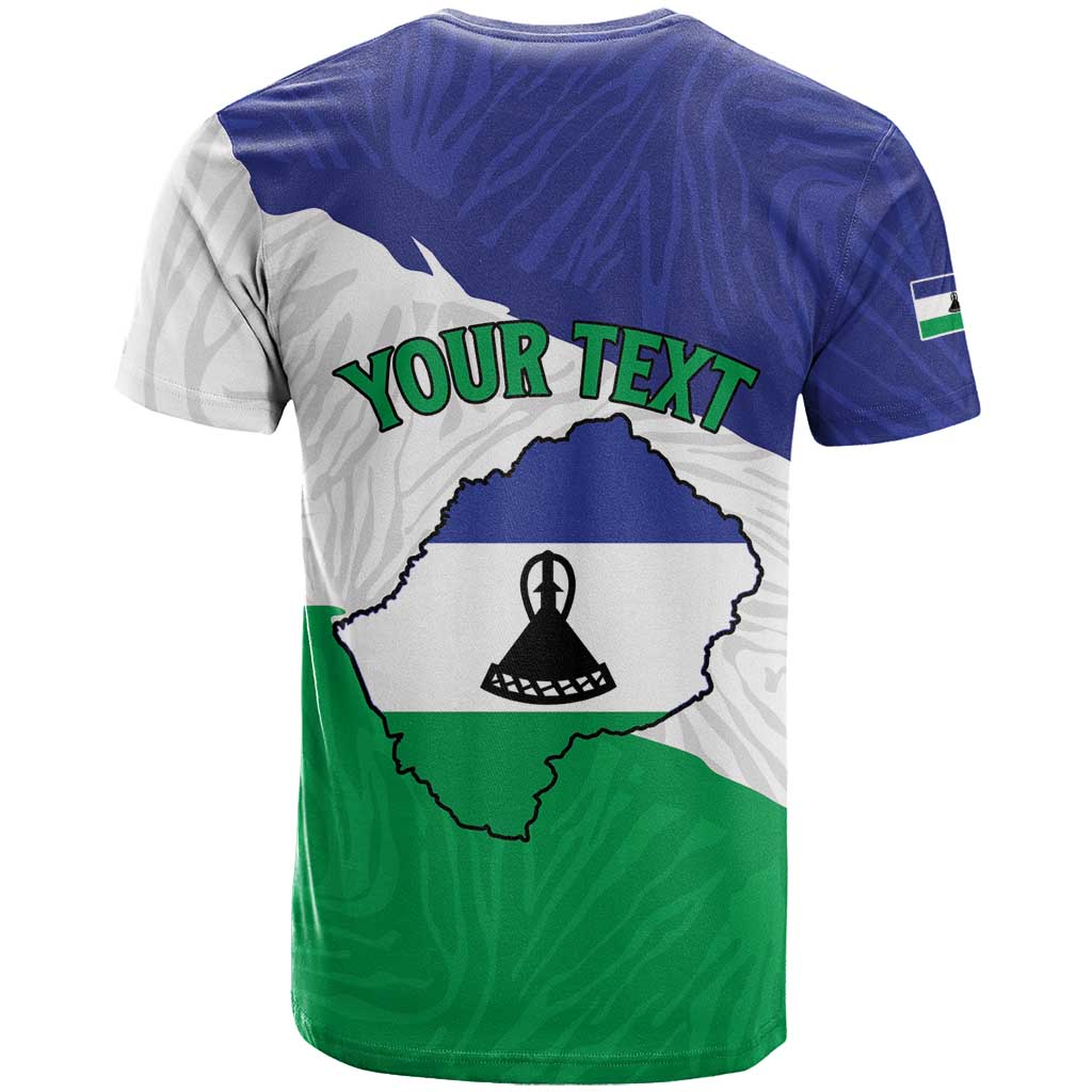 Personalised Afro Lesotho T shirt Coat Of Arms With Map - Grunge Style LT15
