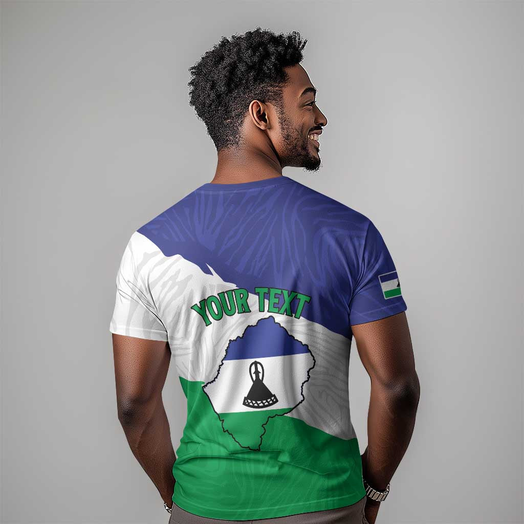 Personalised Afro Lesotho T shirt Coat Of Arms With Map - Grunge Style LT15