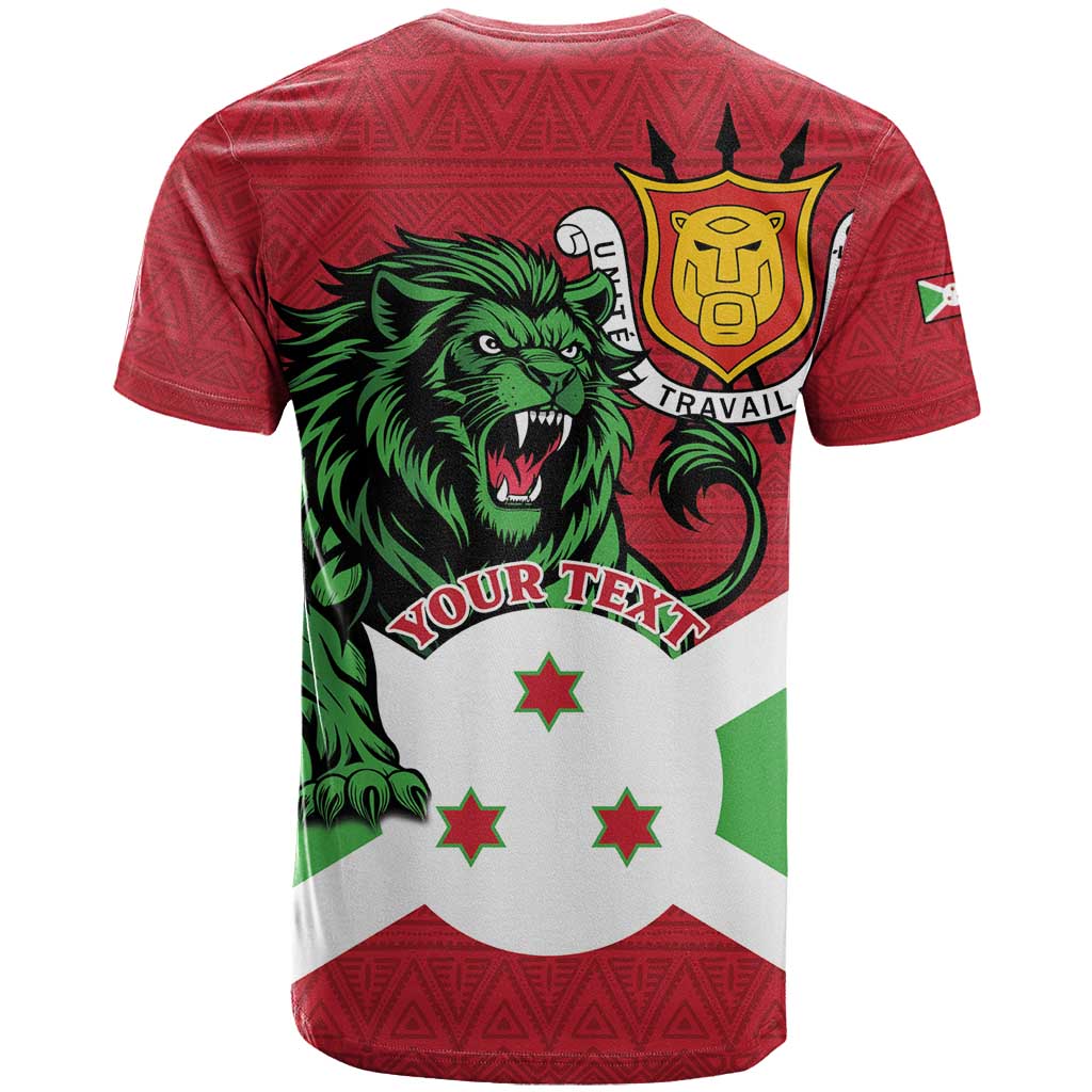 Personalized Jamhuri ya Burundi T shirt Lion With Coat Of Arms - Flag Style LT15
