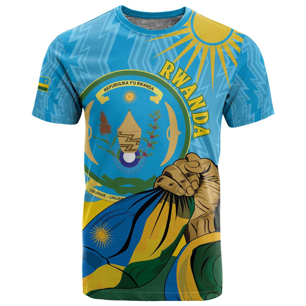 Personalized Happy Rwanda Independence Day T shirt Coat Of Arms With Map LT15