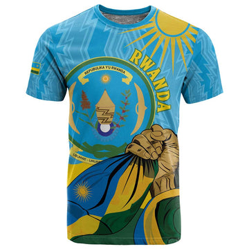 Personalized Happy Rwanda Independence Day T shirt Coat Of Arms With Map LT15
