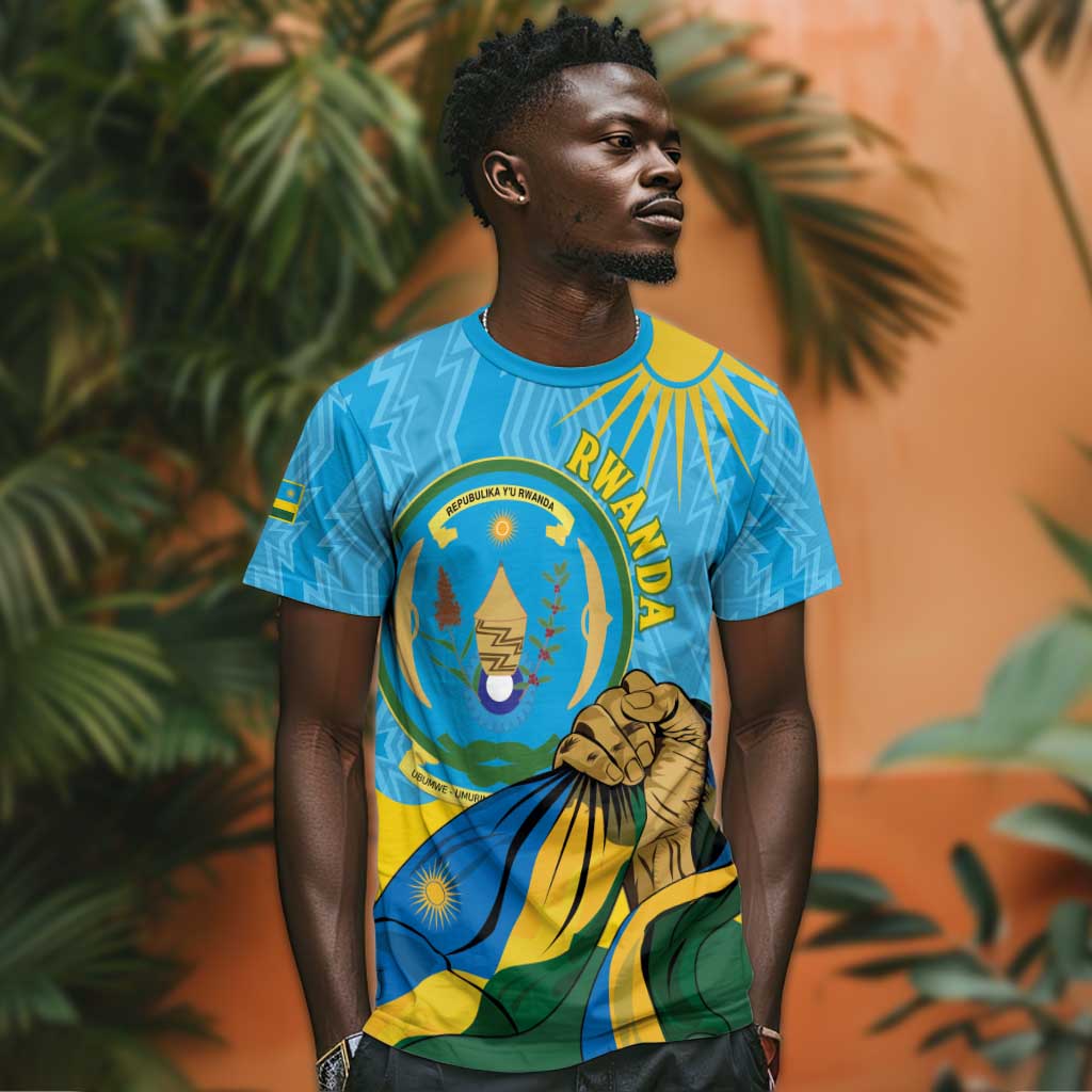 Personalized Happy Rwanda Independence Day T shirt Coat Of Arms With Map LT15