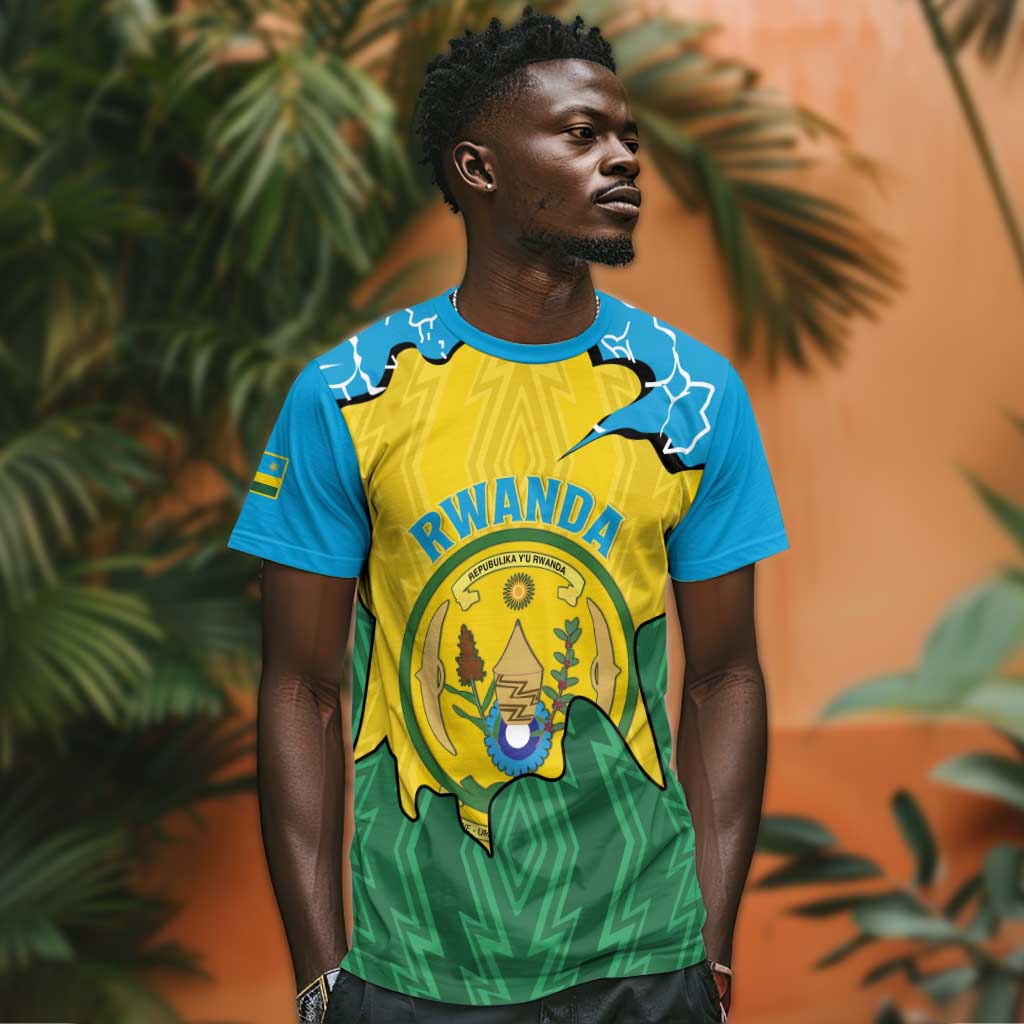 Personalized Jamhuri ya Rwanda T shirt Coat Of Arms Imigongo Pattern LT15