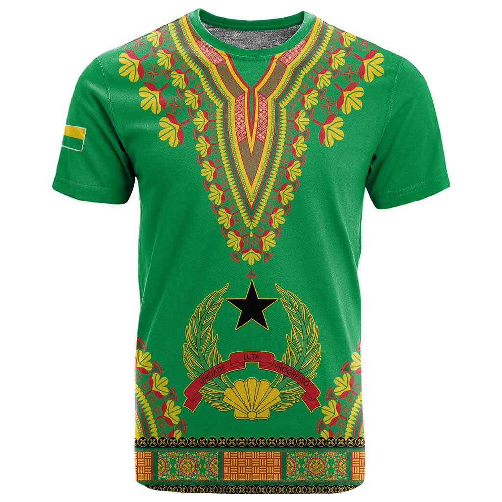 Personalised Afro Guinea Bissau T shirt Dashiki With Coat Of Arms LT15