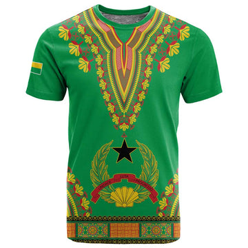 Personalised Afro Guinea Bissau T shirt Dashiki With Coat Of Arms LT15