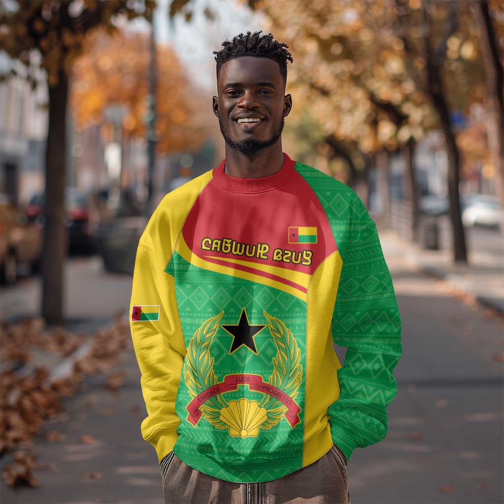 Personalised Afro Guinea Bissau Sweatshirt Coat Of Arms Mix African Pattern LT15