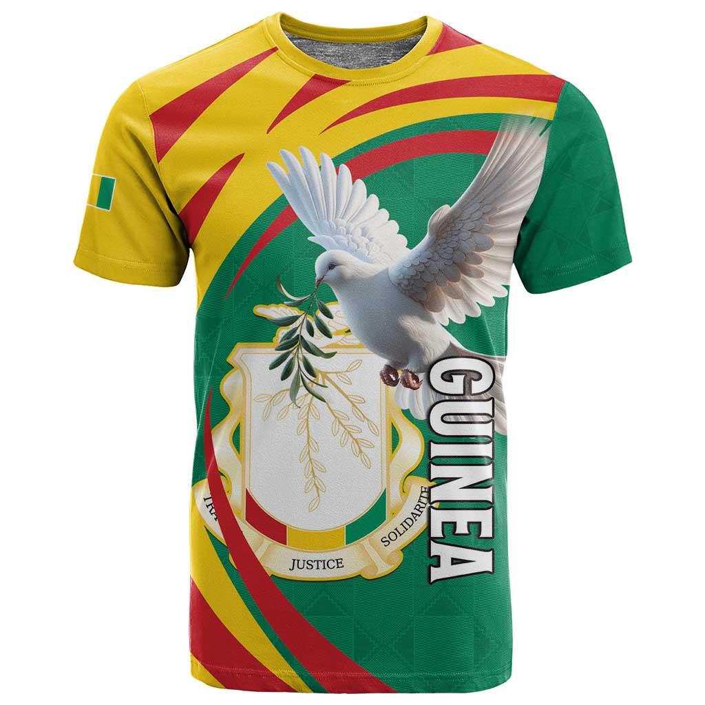 Guinea T shirt Coat Of Arms With Pigeon - Kente Pattern LT15