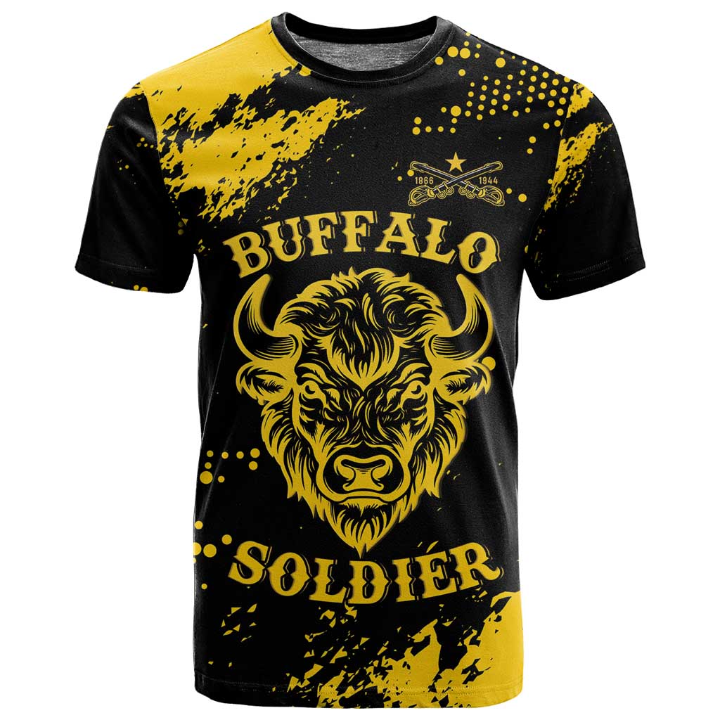 Personalized African-American Heroes T shirt Bison Buffalo Soldiers - Black Grunge Style LT15