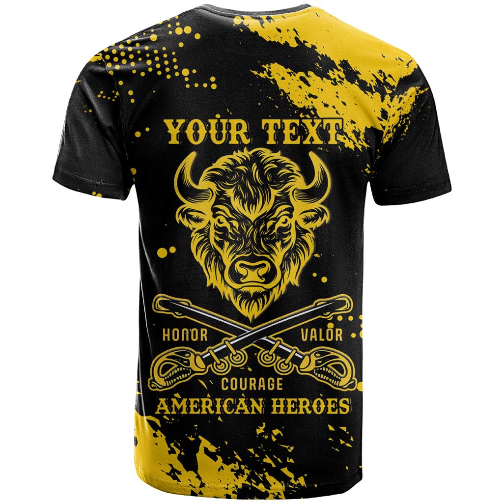 Personalized African-American Heroes T shirt Bison Buffalo Soldiers - Black Grunge Style LT15
