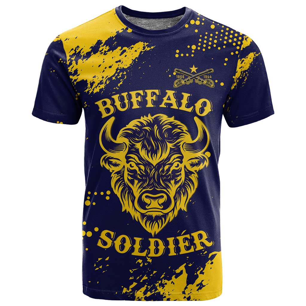 Personalized African-American Heroes T shirt Bison Buffalo Soldiers - Blue Grunge Style LT15