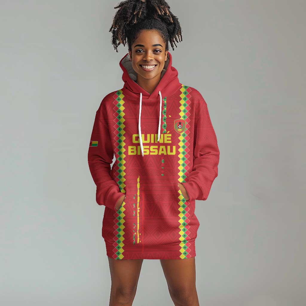 Custom Guinea Bissau Football Hoodie Dress Go Djurtus - African Pattern LT15