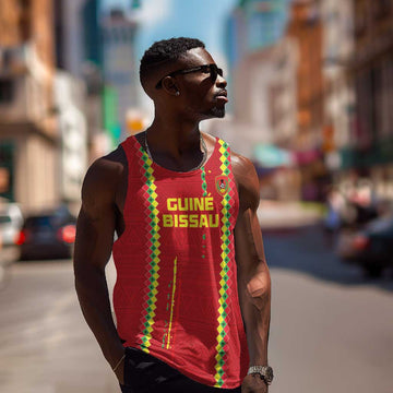 Custom Guinea Bissau Football Men Tank Top Go Djurtus - African Pattern LT15