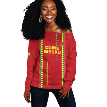 Custom Guinea Bissau Football Off Shoulder Sweater Go Djurtus - African Pattern LT15