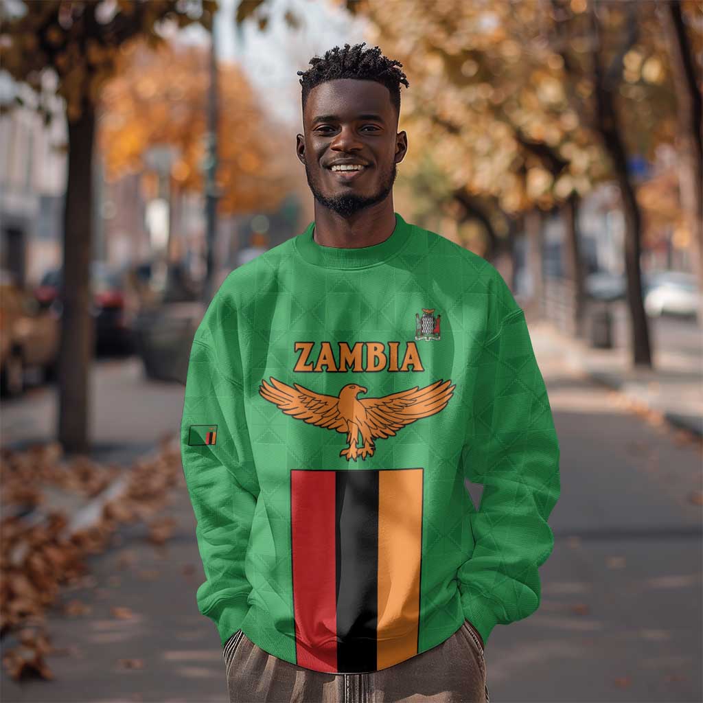 Personalised Afro Zambia Sweatshirt Flag Style Mix Kente Pattern LT15