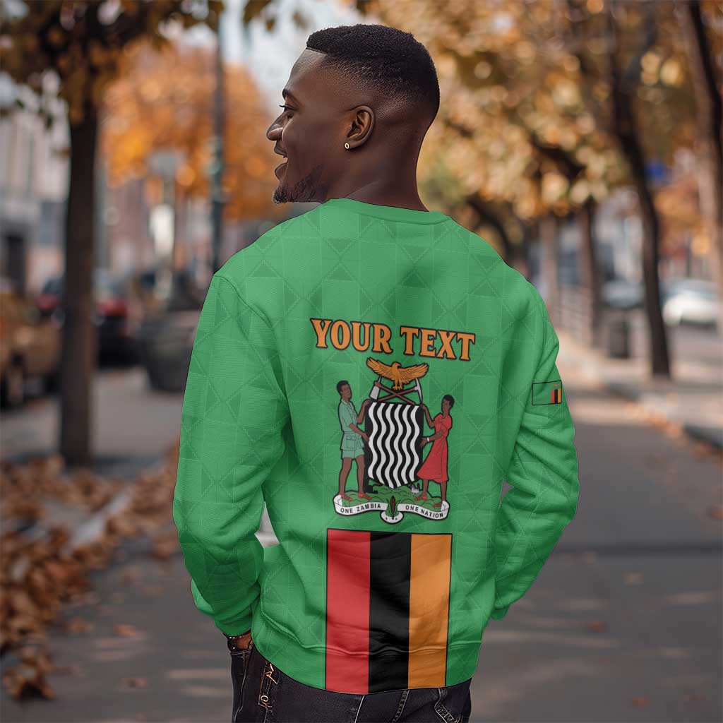 Personalised Afro Zambia Sweatshirt Flag Style Mix Kente Pattern LT15