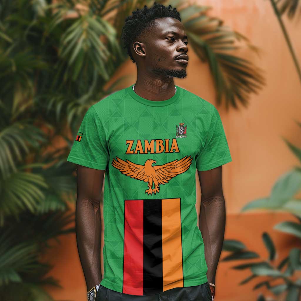 Personalised Afro Zambia T shirt Flag Style Mix Kente Pattern LT15