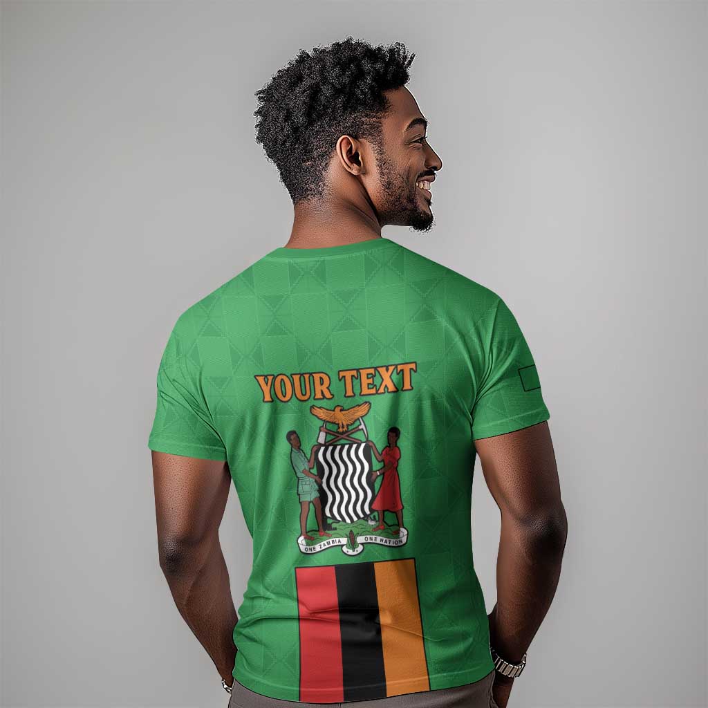 Personalised Afro Zambia T shirt Flag Style Mix Kente Pattern LT15