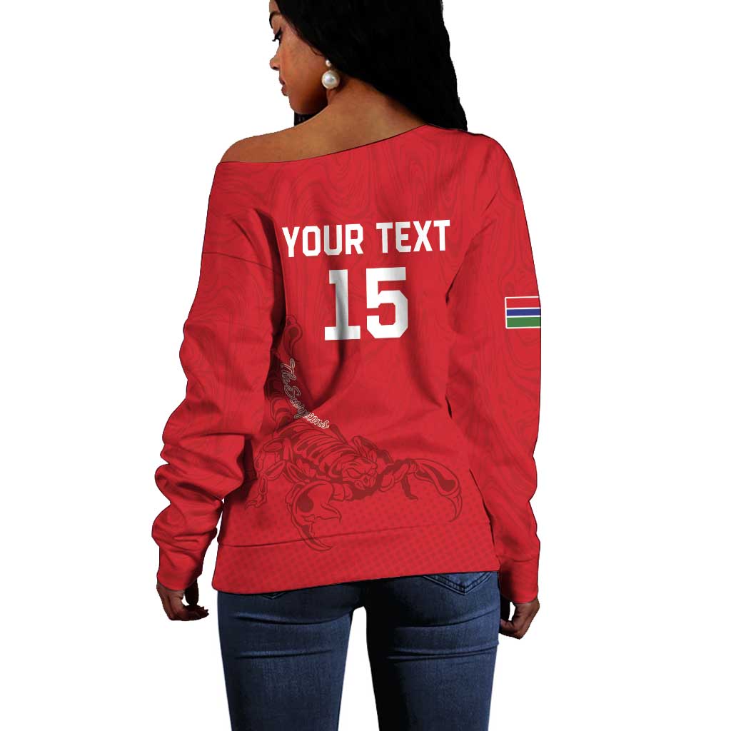 Custom Gambia Football Off Shoulder Sweater Scorpions Never Die LT15