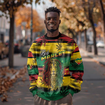 Personalised Rastafarian Lion Sweatshirt Cannabis Leaf Pattern LT15
