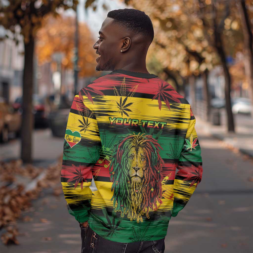 Personalised Rastafarian Lion Sweatshirt Cannabis Leaf Pattern LT15