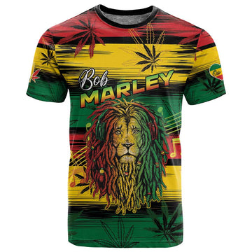Personalised Rastafarian Lion T shirt Cannabis Leaf Pattern LT15