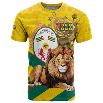 Happy Togo Independence Day T shirt Lion With Coat Of Arms - Kente Pattern LT15