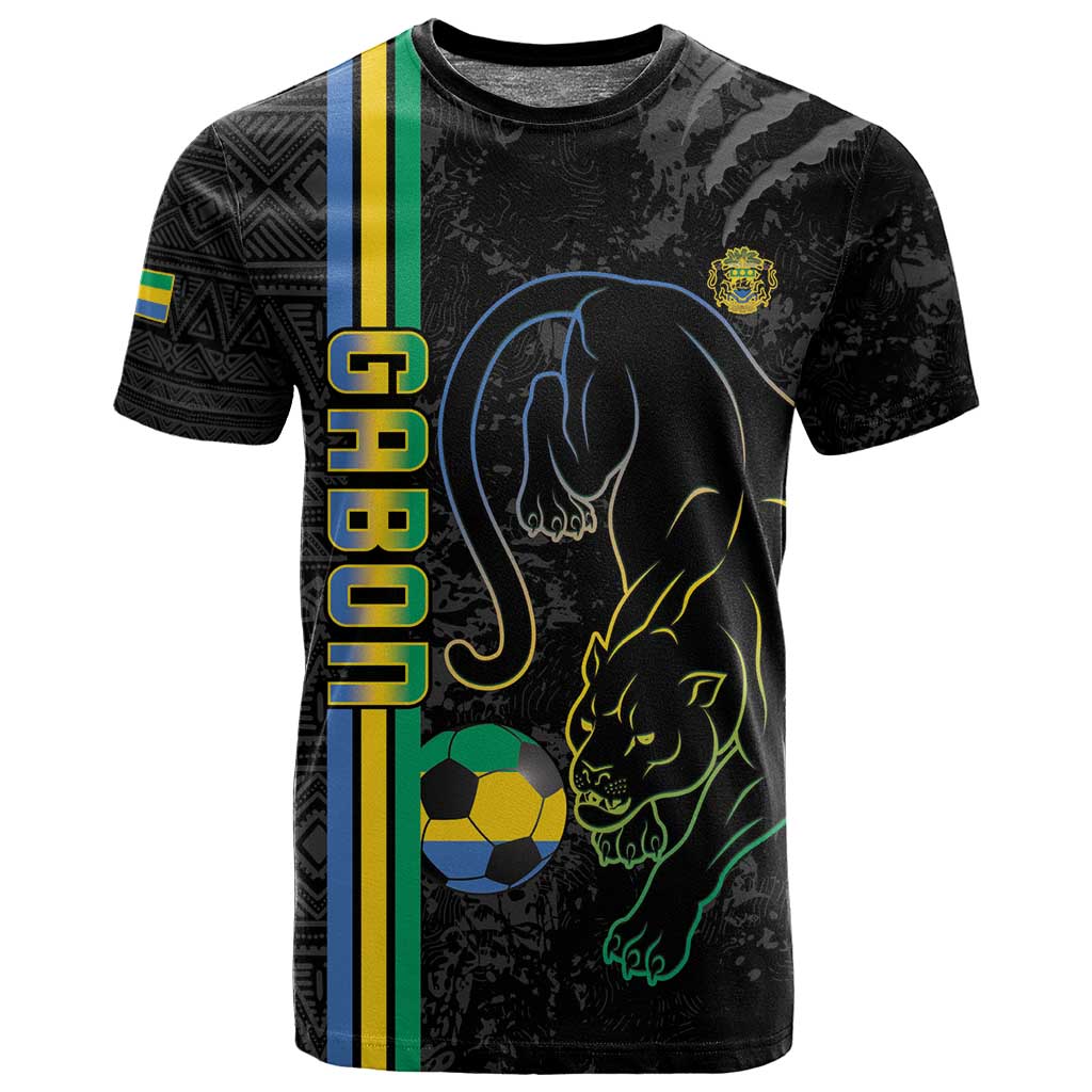 Custom Gabon Football T shirt Go Champions - Black Ver LT15