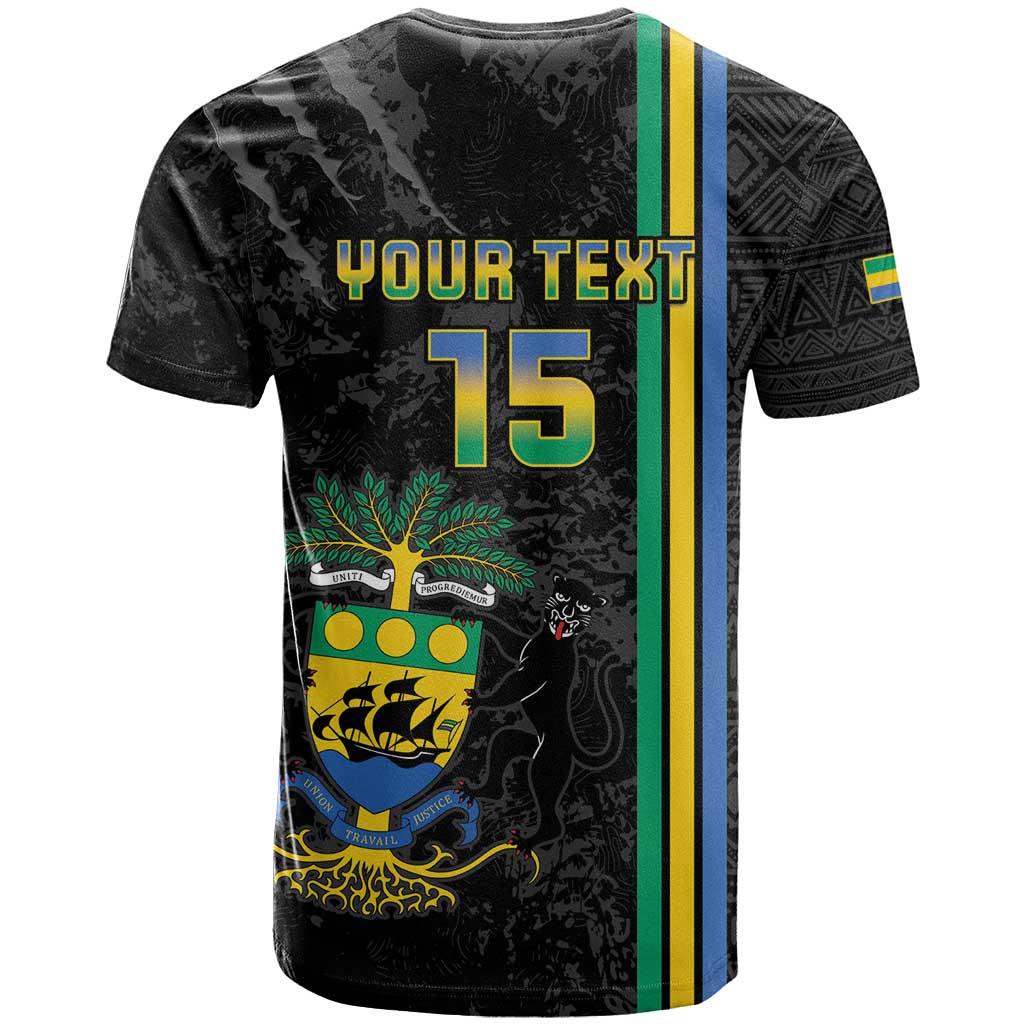 Custom Gabon Football T shirt Go Champions - Black Ver LT15
