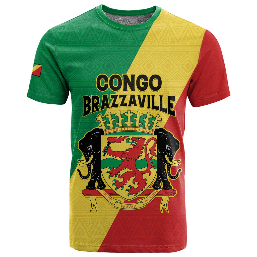 Personalized Republique du Congo T shirt Coat Of Arms African Pattern LT15
