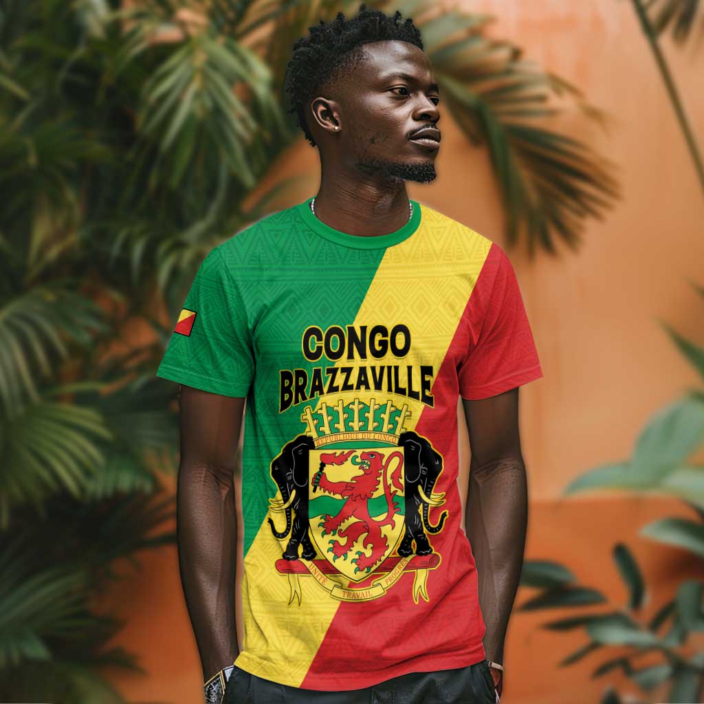 Personalized Republique du Congo T shirt Coat Of Arms African Pattern LT15