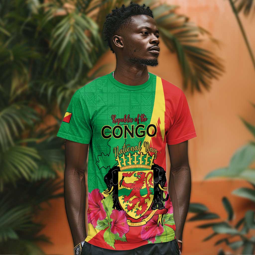 Personalized Congo-Brazzaville National Day T shirt Coat Of Arms With Map LT15