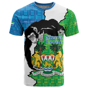 Personalised Afro Sierra Leone T shirt Chimpanzee Mix African Pattern LT15