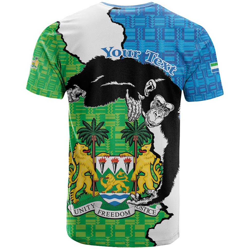 Personalised Afro Sierra Leone T shirt Chimpanzee Mix African Pattern LT15