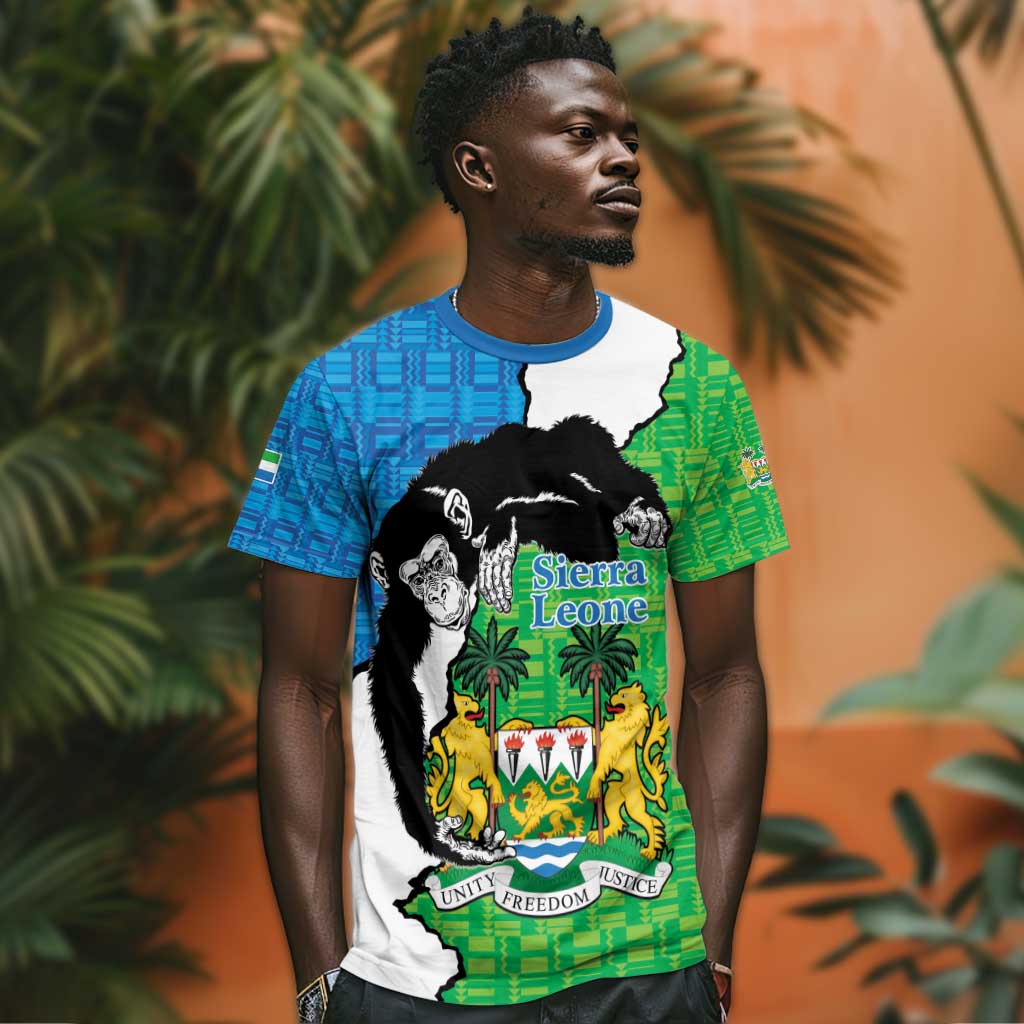 Personalised Afro Sierra Leone T shirt Chimpanzee Mix African Pattern LT15